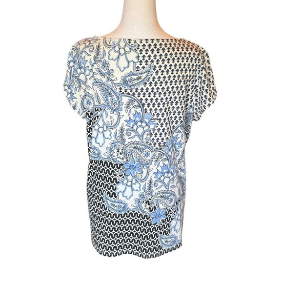 Chicos Paisley Sequin Embellished Tee Shirt Top Cotton Modal Womens Size Large - Picture 3 of 9